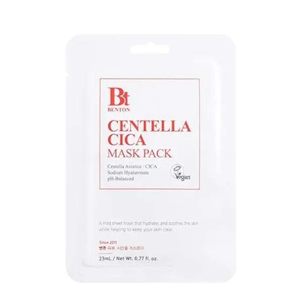 BENTON Centella Mask Pack(10 Sheets) Korean Skin Care Face Mask with Centella Ampoule & Hyaluronic Acid Serum For Face Dry & Sensitive