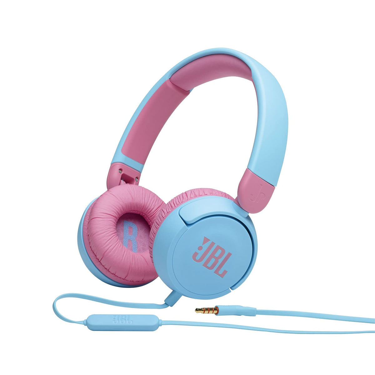 JBL Jr 310 Wired Over-Ear Kids Headphones with SafeSound (<85dB), Built-in Microphone, Soft Padded Headband and Comfortable Ear Cushions, Compact Foldable Design with Single-Sided Flat Cable, Blue