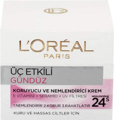 L'Oreal Skin Expert L'Oreal Paris Triple Active Day Moisturiser Dry and Sensitive Skin 50 ml, mix, (Pack of 1)