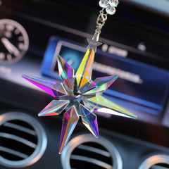 KUI RFSTGYU Car Mirror Pendant, Bright Stars Big Snowflake Car Pendant Crystal Car Rear View Mirror Pendant Hanging Crystal Pendant Christmas Ornament Gift (Color : Clear)