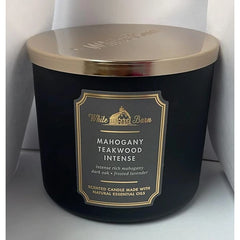 Bath & Body Works White Barn 3-Wick Candle White Bard Oils - 14.5 oz - 2021 Core Scents! (Mahogany Teakwood Intense)