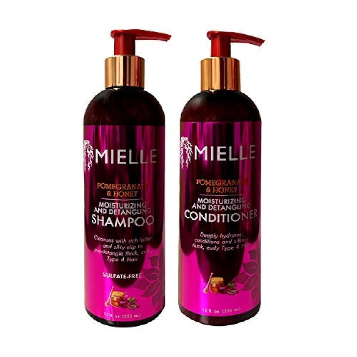 Mielle Organics Pomegranate & Honey Moisturising/Detangling Shampoo and Conditioner SET (350ml Each)