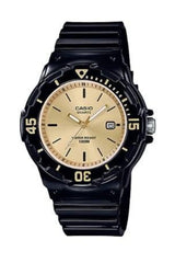 Casio Womens Quartz Watch, Analog Display and Resin Strap Black/Gold