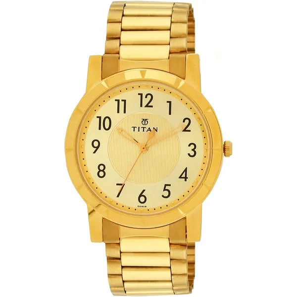 Titan Men Stainless Steel Analog Gold Dial Watch-Nl1647Ym02/Nm1647Ym02, Band Color-Gold