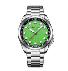 CURREN New Model CURREN-men's analog quartz wristwatches, stainless steel bracelet, luminous hand watch, simple, business, fashion brand, 8451 - SILVER GREEN