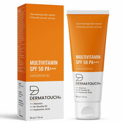 DERMATOUCH Multivitamin SPF 50 PA+++ Sunscreen Gel | UVA-UVB Protection |Zero White Cast | Unisex | 50 g (Pack of 1)