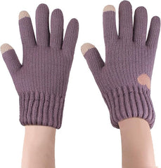 BananaHome Thermal Winter Gloves Fleece Lining Touch Screen Knit Stretchy Warm Gloves Cold Weather Gloves for Running Cycling Riding for Women - Purple