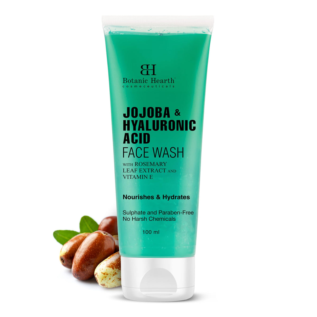 Botanic Hearth Jojoba & Hyaluronic Acid Face Wash | Hydrating Face Wash with Vitamin E & Rosemary Leaf Extract | Nourishes & Hydrates | For Women & Men | Sulphate & Paraben Free | 100ml