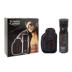 Creation Lamis Pure Black Gift Set for Men (Eau de Toilette 100ml + Body Spray 200ml) Long Lasting Perfume Gift for Him