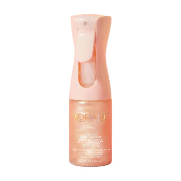 Kopari Rose Gold Sunglaze Sheer Body Mist Sunscreen SPF 42, Infused with Shimmering Body Oil, Hydrating Mist, Hydrates, Brightens, Makeup Friendly, Gives Skin a Glowy Finish, Lightweight