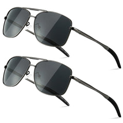 SUNGAIT Men's Polarized Square Aviator Sunglasses Durable Metal Frame for Fishing Driving Golf 100% UV Protection