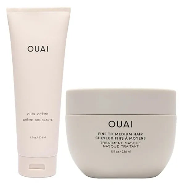 OUAI Curl Definition & Repair Duo Curl Defining Cream, Fine to Medium Hair Treatment Masque, Frizz Control, Hydration & Shine