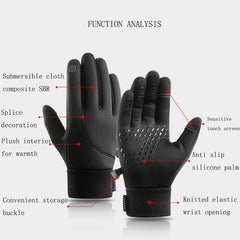 AnnuoYi Winter Gloves, Men's And Women's Touch Screen Gloves Insulated, Windproof Waterproof Anti Slip Warm Gloves Suitable For Running Driving Cycling Working Hiking - Black