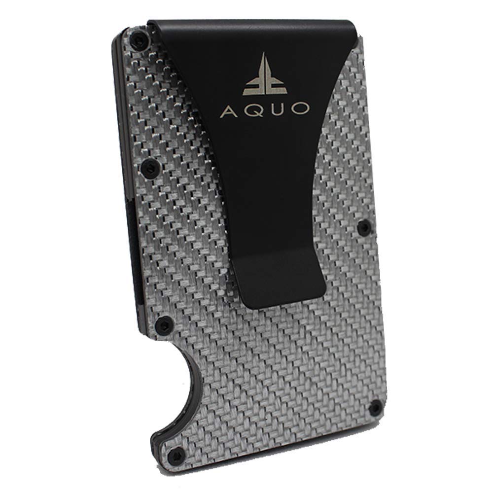 AQUO Money Clip Wallet for Men - Slim Front Pocket Blocking Bifold Credit Card Holder for Men with Gift Box (SILVER)