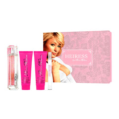 Paris Hilton Heiress for Women - 4 Pc Gift Set 3.4oz EDP Spray, 0.34oz EDP Roll-On, 3oz Body Lotion, 3oz Bath and Shower Gel