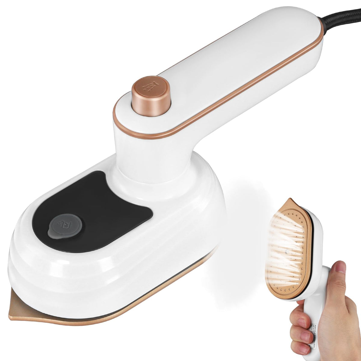 NAWOKEENY Portable Handheld Mini Steam Iron, Travel Steam Iron Wrinkle Remover Mini Ironing Machine 180° Rotatable Steamer Iron Mini Garment Steamer Iron for Home and Travel (White)