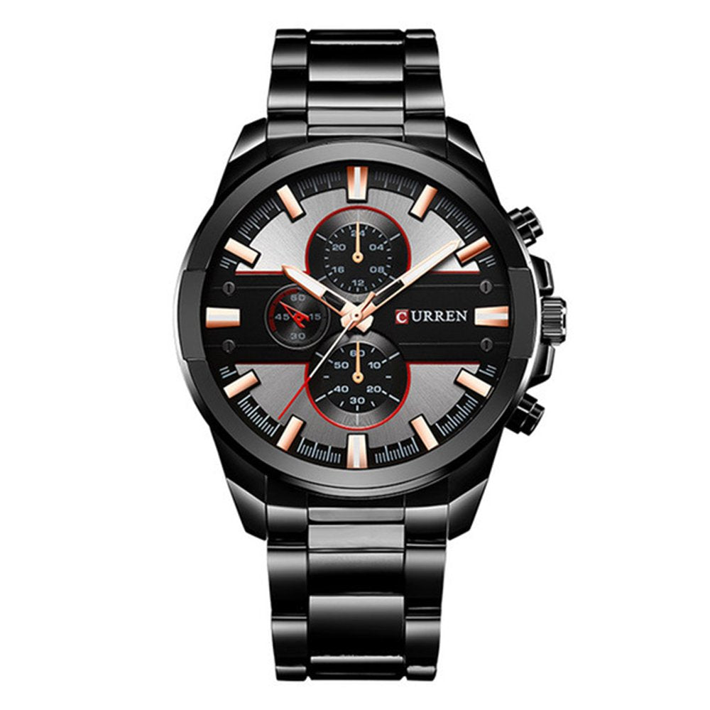 CURREN Original Men's Sports Waterproof Stainless steel band quartz Wrist Watch 8274 - black