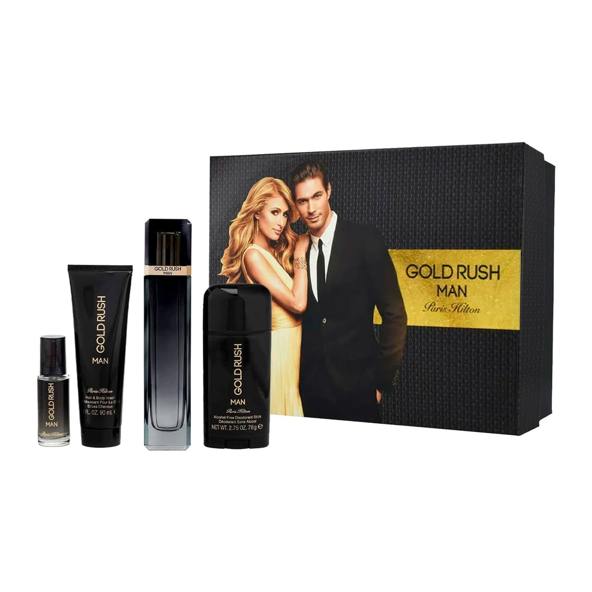 Paris Hilton GOLD RUSH (M) EDT 100ML + 15ML+90ML HAIR & BODY WASH+78G DEODORANT STICK SET