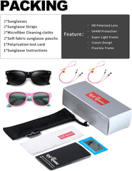 Flexible Kids Sunglasses Polarized Sports Sun Glasses Girls Boys Shades with Straps UV400 Protection Eyewear for Age 2-10