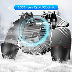 Mobile Game Controller, with Phone Cooling Fan 1200mAh Phone Gaming Grip, Universal Phone Triggers, Gamepad Joystick 4 Triggers L1R1 for Smartphone Android iOS Width from 67 to 90 MM(1 Pack)