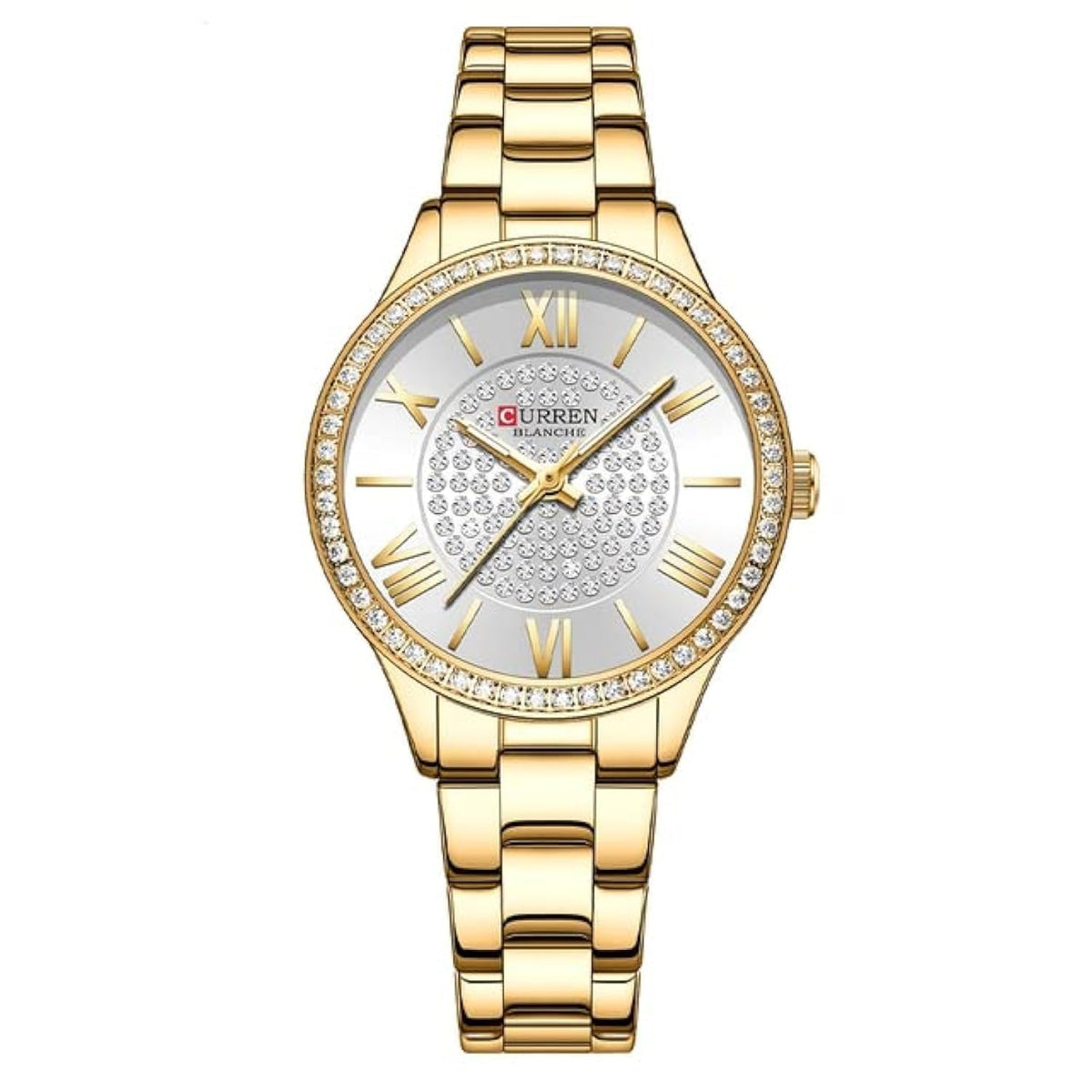 Curren 9084 Fashion Casual Luxury Quartz Women's Watches Waterproof Automatic Watches Original Design Elelgant Lover's Gift Diamond Gold Women's Watch - Gold