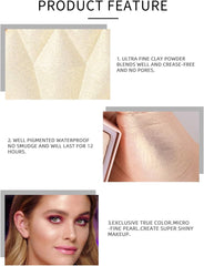Diamond Highlight Powder Palette, Highlighting,Trimming & Blush 3 Uses Shimmer Powder, Glitter Bronzer Highlighter Powder Palette Highlighting Shimmering Powder (#03 Light Pink)