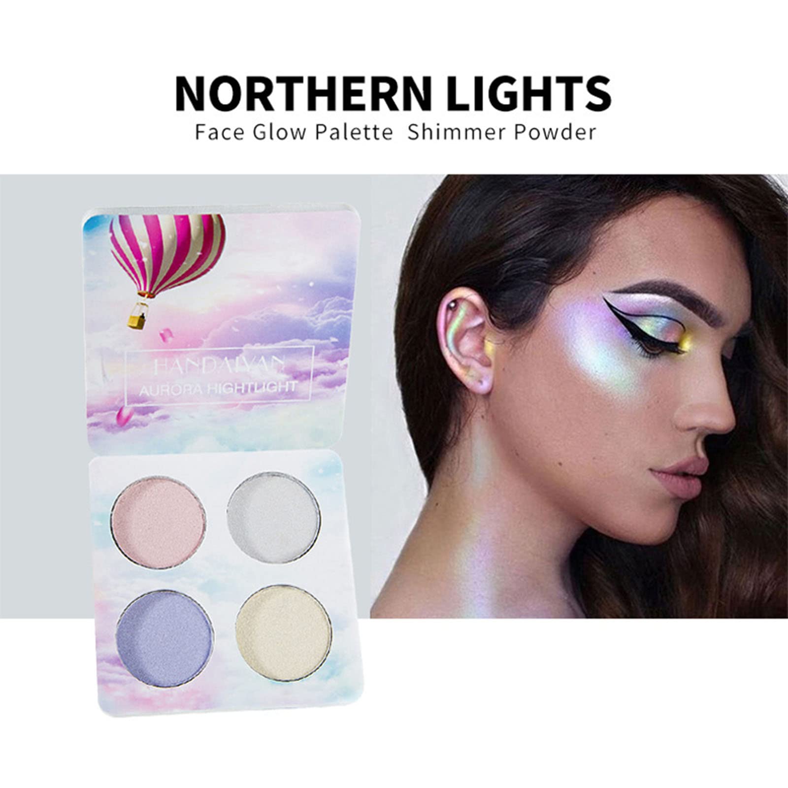 Highlighter Makeup,4 Colours Bronzer and Highlighter Palette,White Highlighter Makeup,Sleek Makeup,Highlighter Powder for a Silky and Shimmery Effect,Long Lasting, Lightweight, Easy to Blend(#02)