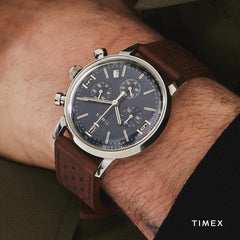 Timex Men's Marlin 40mm Watch - Black Strap Black Dial Stainless Steel Case - Brown/Green/Stainless Steel
