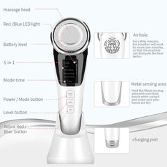 KASTWAVE Face Massager for Skin Care, Beauty Device Multi Anti-wrinkle High-Frequency EMS Facial Lifting Toning with Red/Blue Machine, Make-up Remover, Wrinkle Removal, Skin Tightening