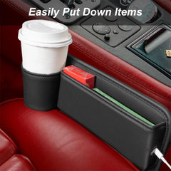 Azonee Car Seat Gap Filler Organizer, 2 Pack Universal Gap Storage Box for Car, Auto Console Side Storage Box with Cup Holders, Car Organizer Front Seat for Phones,Glasses,Wallet, Cards and Keys