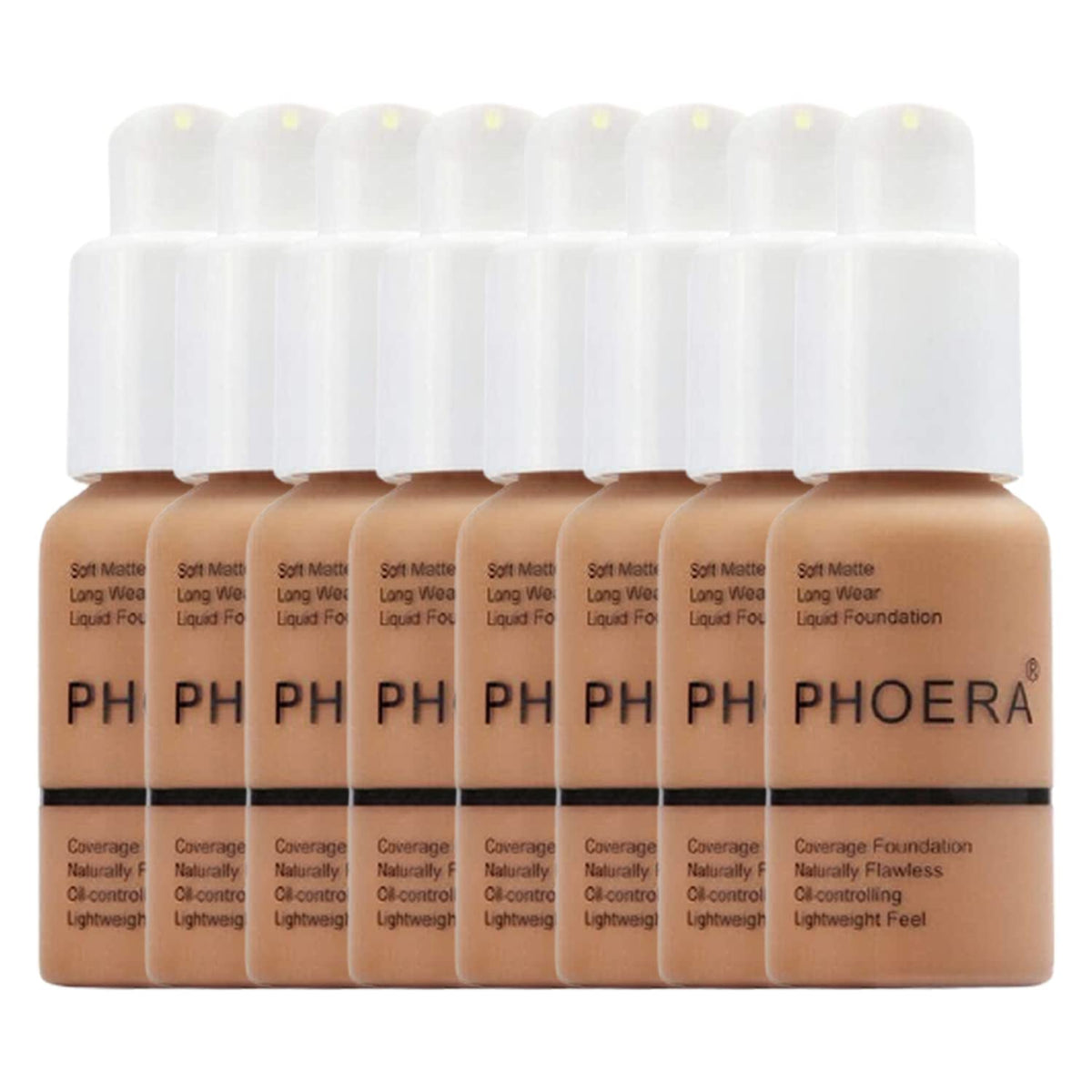 Glamza Phoera Foundation Full Coverage Makeup Set - 24hr Long Lasting Oil Control - Soft Smooth Matte Flawless Concealer Cream - Inc x8 30ml Foundation & Silicone Blender Sponge (107 Honey)