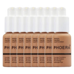 Glamza Phoera Foundation Full Coverage Makeup Set - 24hr Long Lasting Oil Control - Soft Smooth Matte Flawless Concealer Cream - Inc x8 30ml Foundation & Silicone Blender Sponge (107 Honey)