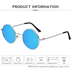 KANASTAL Hippie Round Polarized Sunglasses for Women Men, Small Circle Sun Glasses Classic Vintage Retro Shades Metal Frame UV400 Protection