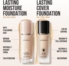 CARSLAN Lasting Cover Foundation, 24H Longlasting Full Coverage Matte Finish Face Makeup, Poreless, Lightweight, Waterproof, Oil Free Liquid Foundation, P01