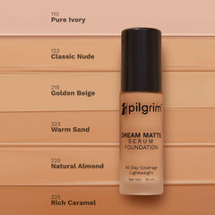 Pilgrim Medium Natural Almond Serum Liquid Foundation, Matte & Poreless,30 ml |Foundation for face make up infused |Water-Resistant,All Day Coverage|All SkinTypes