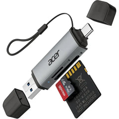 Acer 2-in-1 SD Card Reader (ODK4E0) Gray – USB-C Adapter for SD & microSD Cards, Fast Transfer, Portable Design