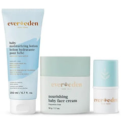 Evereden Baby Hydration Trio Baby Face Cream, Moisturizing Lotion and Lip Balm Clean, Non Toxic, Fragrance Free & Non Greasy Moisture for Newborns and Toddlers