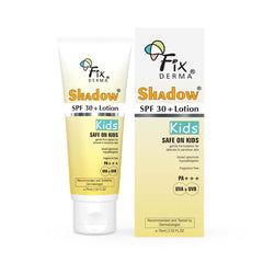 Fixderma Shadow SPF 30+ Lotion for Kids PA+++ | Sunscreen for Sensitive Skin, Body & Face | Broad Spectrum UVA & UVB Protection, Non-Greasy & Water Resistant - 75gm