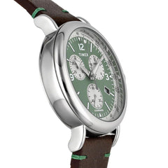 Timex Waterbury Standard Men's Chronograph Watch with Leather Strap - Green
