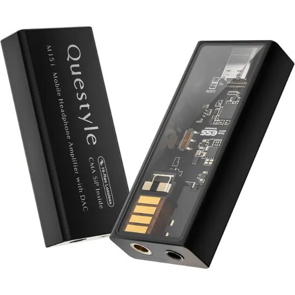 Questyle M15i Mobile DAC Amp - MFi Certified Headphone Amplifier,ESS Flagship DAC, 3.5mm/4.4mm Balanced Output, Supports PCM 768kHz/DSD512 Portable USB C Audio Adapter for iPhone, Android, Laptop