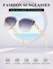 AEVOGUE Sunglasses For Women Oversized Rimless Diamond Cutting Lens Sun Glasses AE0534
