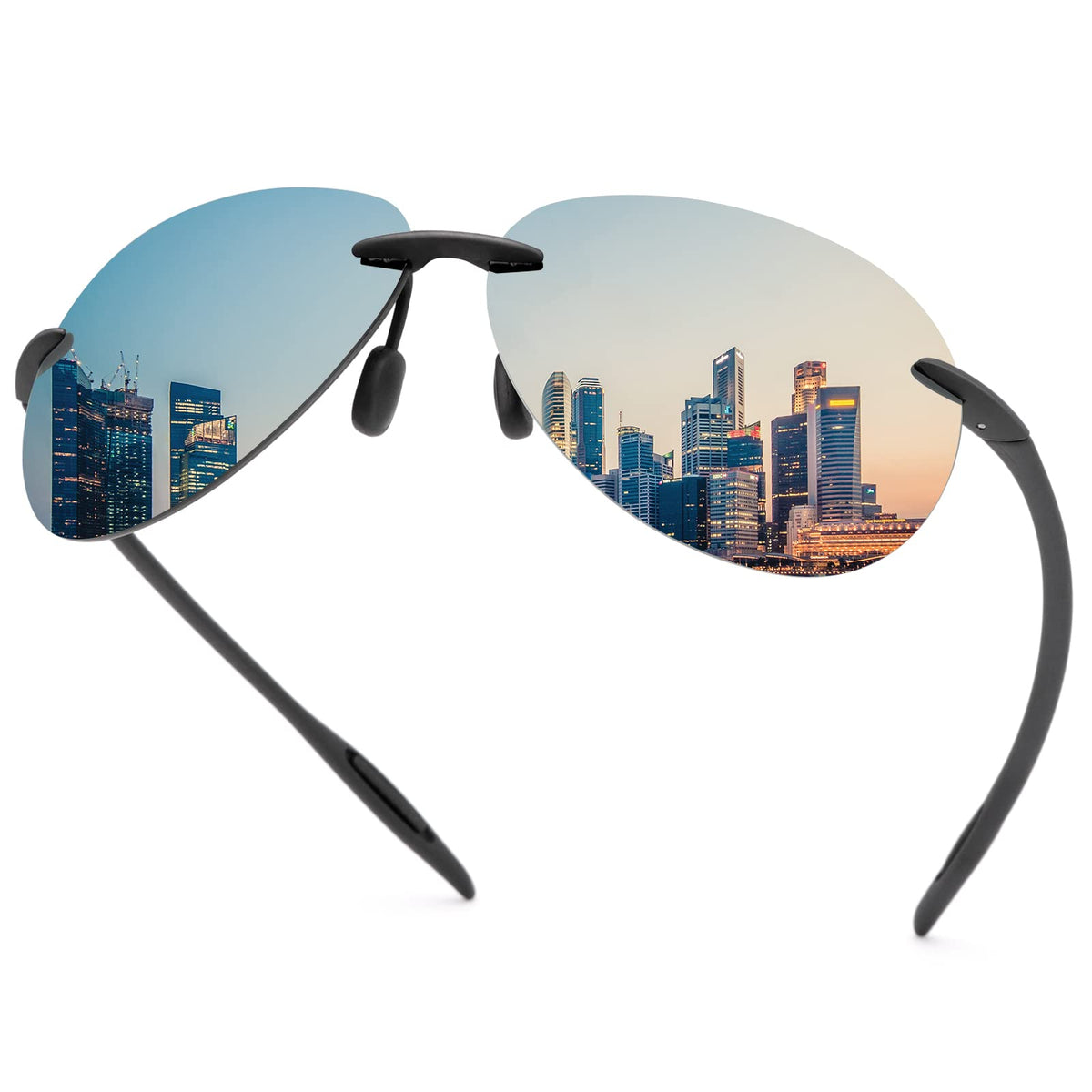 Polarized Sunglasses for Men Women Rimless Frame Driving Glasses UV400 Protection Mirror Lens Shades Sport Eyewear Eyeglasses