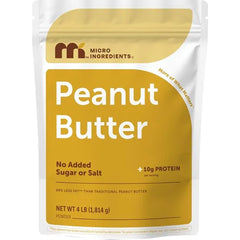 Micro Ingredients Pure Peanut Butter Powder, 4 lb | Made from Fresh Roasted Peanuts | No Added Sugar or Salt | 10g Plant-Based Protein 10% DV, 88% Less Fat | 107 Servings | Non GMO