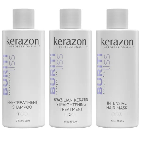 Kerazon Professional Brazilian Keratin Straightening Treatment KIT 2fl.oz Buriti Liss Collagen Pro For all hair types