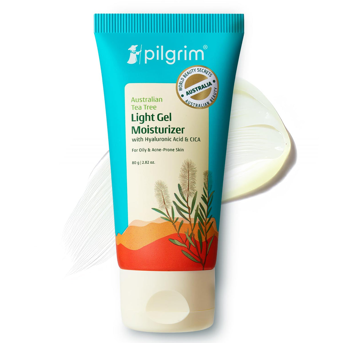 Pilgrim Australian Tea Tree oil free moisturizer for face for oily & acne prone skin with Hyaluronic acid & CICA |Tea tree light non-oily moisturizer for face |Face moisturizer for women & men | 80 gm