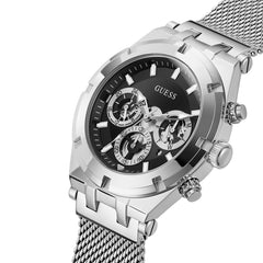 GUESS Men's Sport Multifunction 44mm Watch – Gunmetal & Blue Dial with Gunmetal Stainless Steel Case & Bracelet