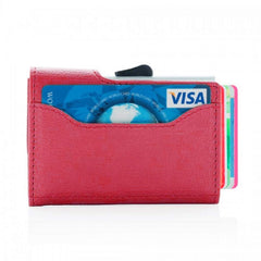 Santhome Card Holder Wallet, Mens Minimalist Slim Metal RFID NFC Blocking Contactless Card Protector Security Pop up wallet (Pink)