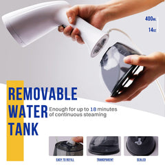 Rolipo Steam iron, Garment Steamer Clothes for Home, Office, Travel, Upgraded 400ML Large Capacity Water Tank, Wrinkle Remover with iron steamer - Light White