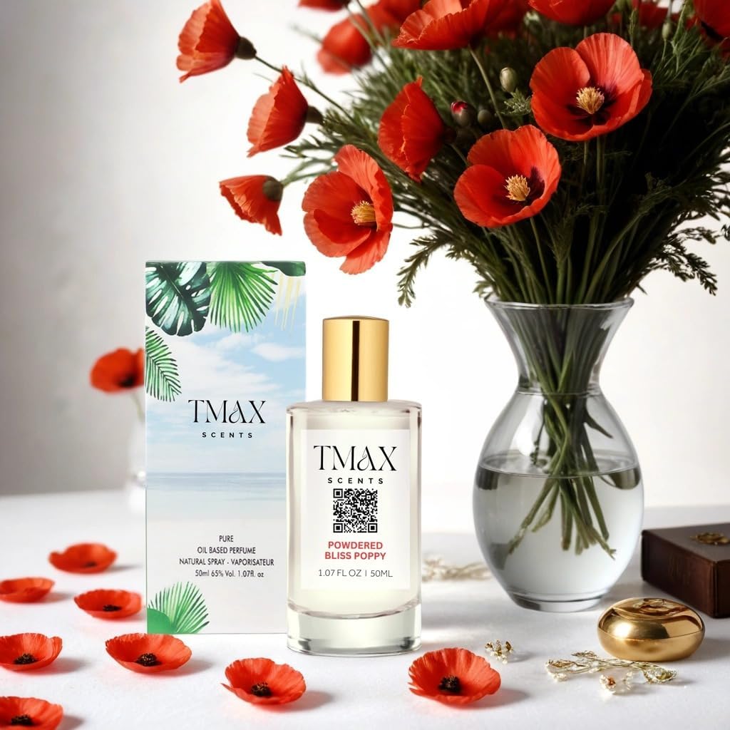 TMAX Scents Powdered Bliss Poppy Perfume for Women 50ml - Elegant, Long-Lasting Musky Sweet and Floral Fragrance