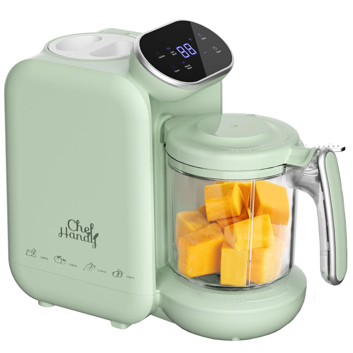 chefhandy Baby Food Maker, 5 in 1 Baby Food Processor, Smart Control Multifunctional Steamer Grinder with Steam Pot, Auto Cooking & Grinding, Baby Food Warmer Mills Machine, Green